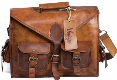 Leather Vintage Laptop Messenger Bag Briefcase Men's Satchel Shoulder Handmade