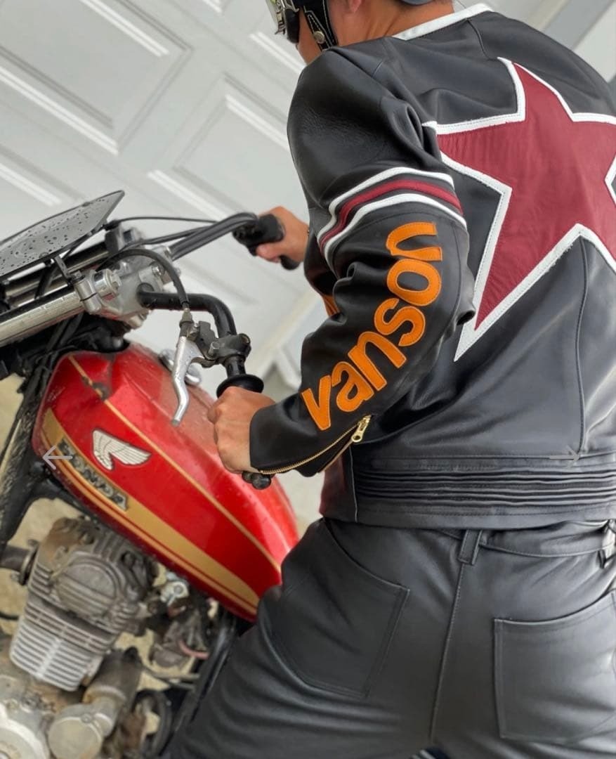 VANSON Single Riders One Star Motorcycle Leather Race Jacket Size