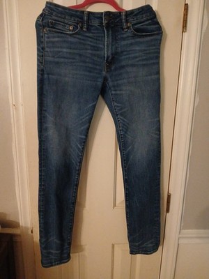 American Eagle Skinny Fit Jeans Size 30x32 Mid Wash Blue Distressed Denim