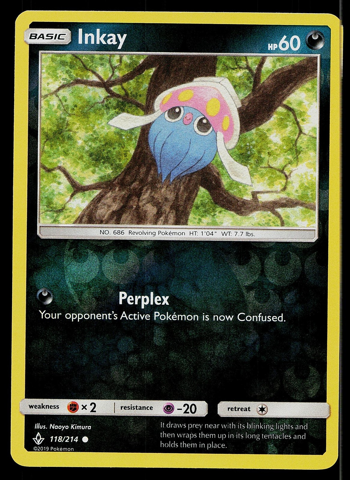 Pokemon Card Unbroken Bonds Inkay 118/214 Common Reverse Holo