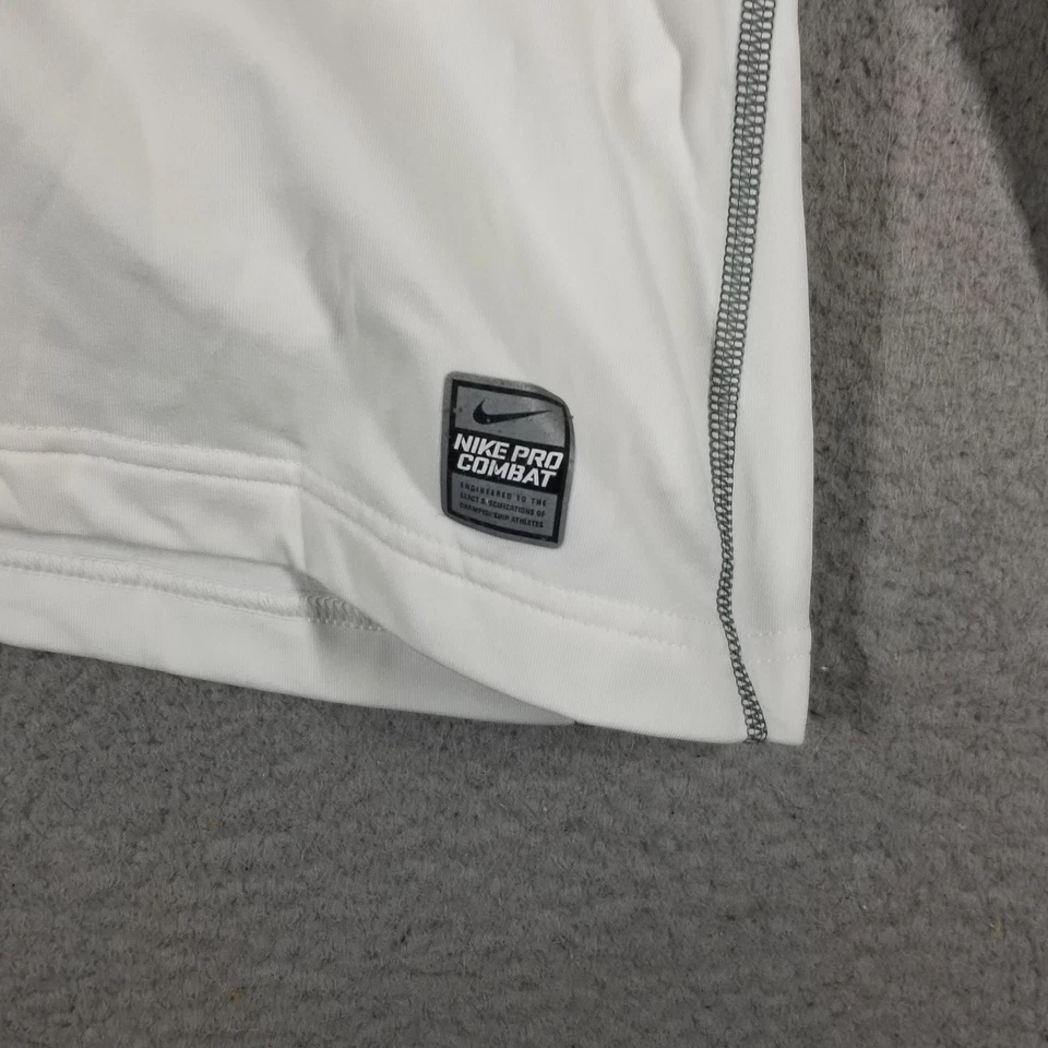 Camisa Nike Pro Combat Hyperwarm Para Hombre Mediana Blanca Dri-Fit Ajustada Manga Larga Top Foto 2 de 4