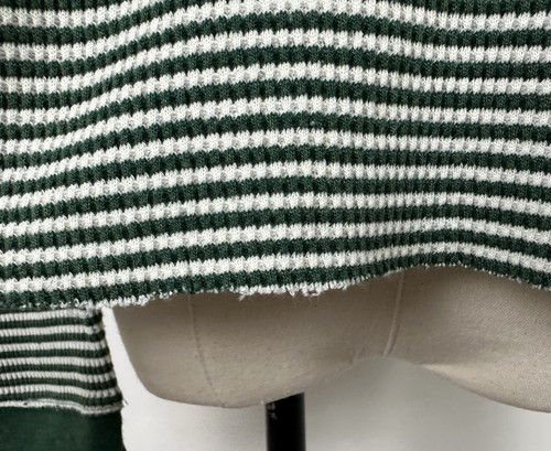 American Eagle Thermal Shirt Womens Medium Forest Green Stripe Waffle Knit Retro - Picture 5 of 14