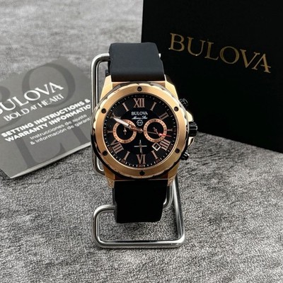 Bulova Men's Marine Star Black Textured Dial Chronograph Watch