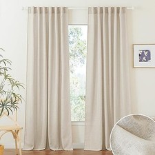 RYB HOME Semi Sheer Curtains 84 inches Long Linen Textured Blend Light Glare