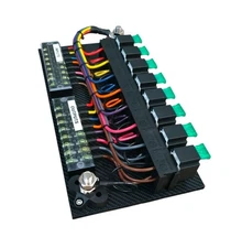 Race Car Fuse/Relay Panel Board 8 Circuits Color Coded wiring USA Made