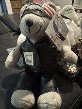 Timeless Toys Stuffed Bear Motorcycle 9" Plush Postal Service 1913 Stamp