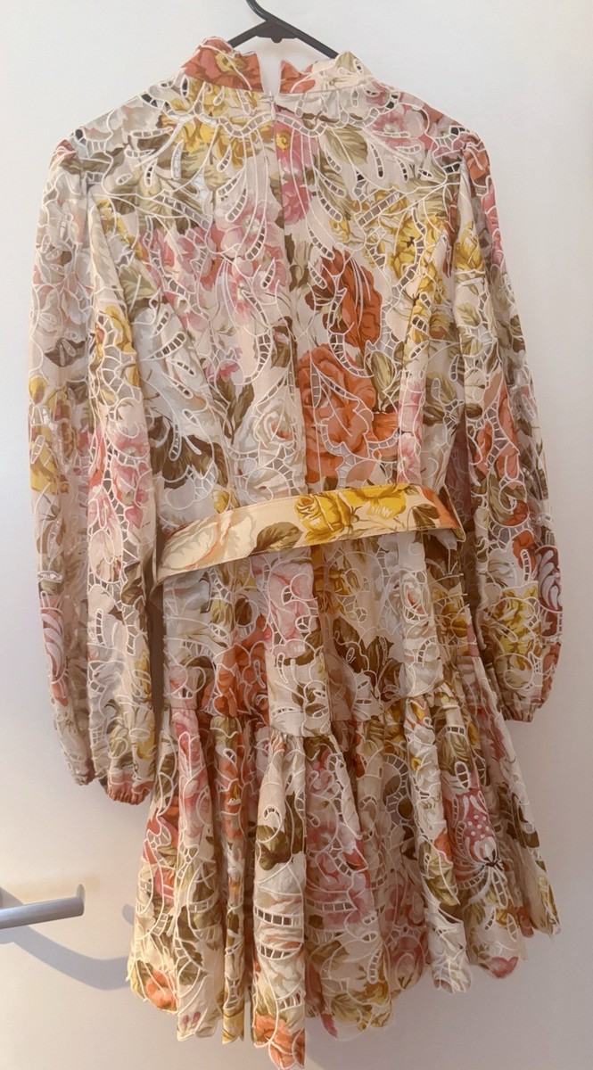 bonita embroidered short dress Zimmermann Bonita Embroidered Mini Dress Size AU 10