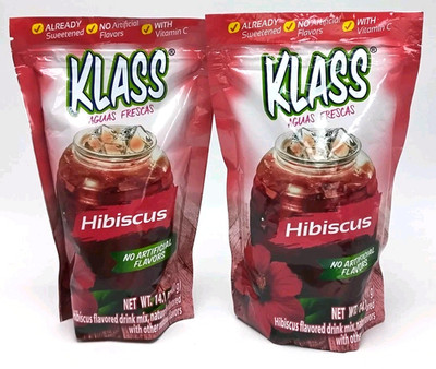 2x KLASS Aguas Frescas HIBISCUS Flavor Drink Mix | 14.1oz | No Artificial Flavor
