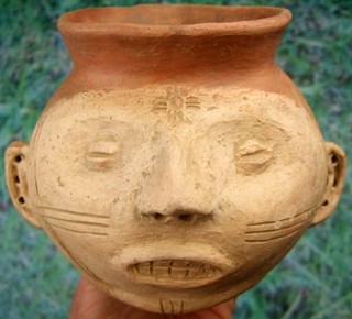 Super Fine Arkansas Quapaw Head Effigy Pottery Water Bottle with COA Arrowheads
