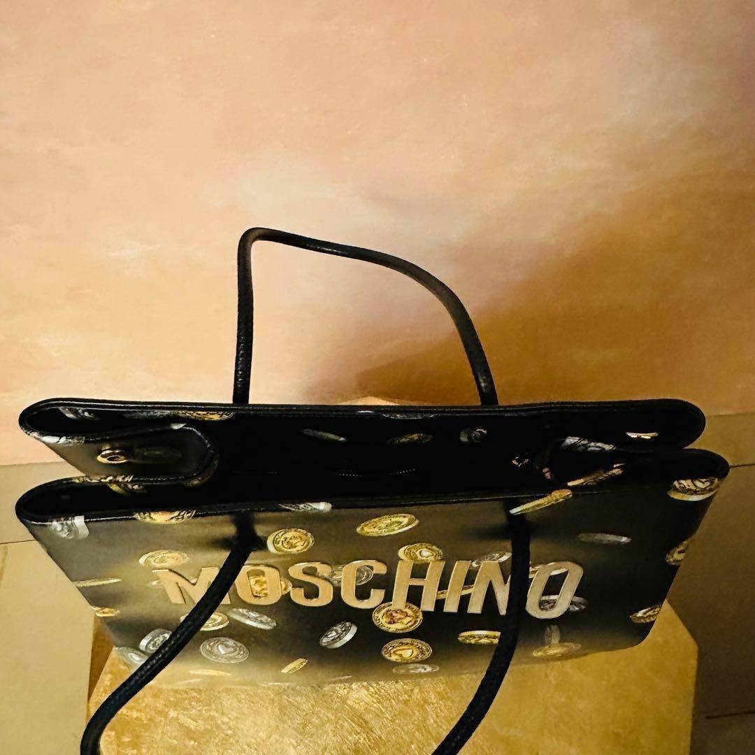 Moschino Black Two Way Tote Bag Designer Shoulder Handbag Rare Classic Chic Icon image 8