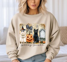 Vintage Halloween Ghost Sweatshirt Spooky Retro Spirit