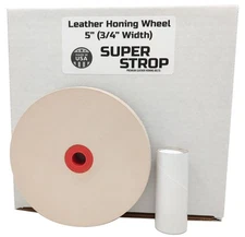 5 in Leather Honing Stropping Wheel fits 1/2", 5/8" and 3/4" Arbors Includes ...