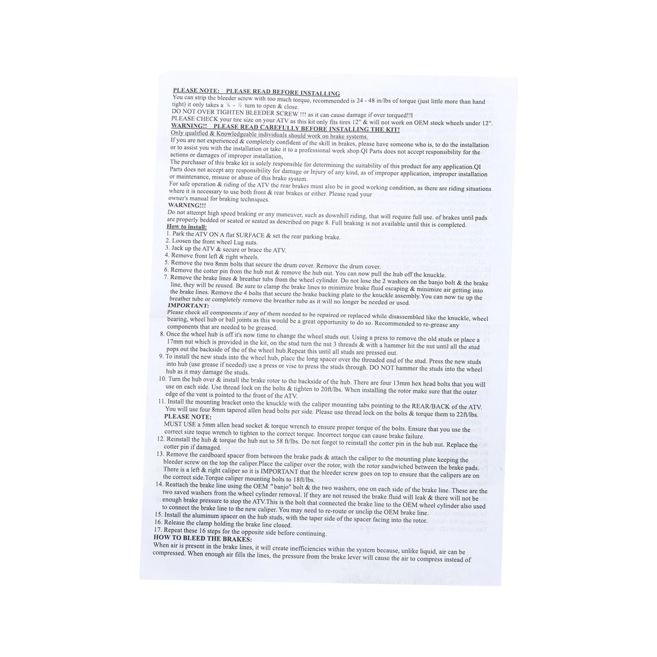 Kit de conversión de freno de disco delantero ADV-NNB77 para Honda Fourtrax 300 Foreman 400 450 Foto 4 de 4