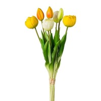 artplants Kunst Tulpenbund Lanea, Gelb-Orange-Weiß, 40Cm, Ø20Cm