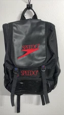 Vintage Speedo Large Black Backpack Book Bag Swim Bag Sports 1990s Tribal Straps