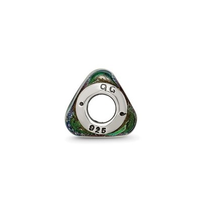 Sterling Silber Reflexionen grün dichroitisches Glas Dreieck Perle Anhänger Halskette
