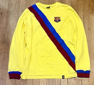 FC Barcelona 1974/75 Retro Away Long Sleeve Shirt Yellow Men’s XL Official