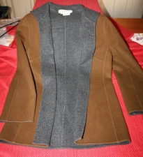 Carlisle size 12 womens wool/angora/cashmere coat Brown/grey interior collar.