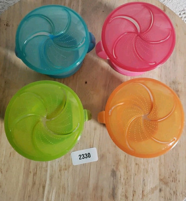 Munchkin Catcher Snack Holder Cups Multicolor 9 oz. Lot of 4 No Spill Reusable 