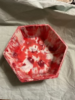 Banish Hexagonal Bowl Made From Red And White Recycled Bread Tags 20cm Diameter