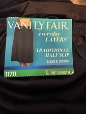 Vanity Fair Half Slip Womens Large 24 Inch Black Nylon Elastic Waist 11-711
