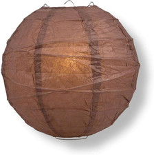 Paperlanternstore 6 Inch Brown round Paper Lantern, Crisscross Ribbing, Hanging