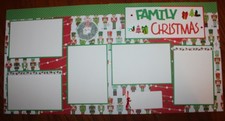 Family Christmas scrapbook pages 2 each 12 x 12 handmade assembled premade