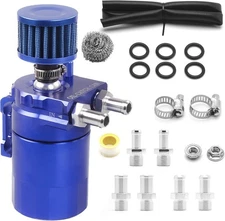 muge racing Universal Oil Catch Can Tank Kit Polish Baffled Reservoir Blue 