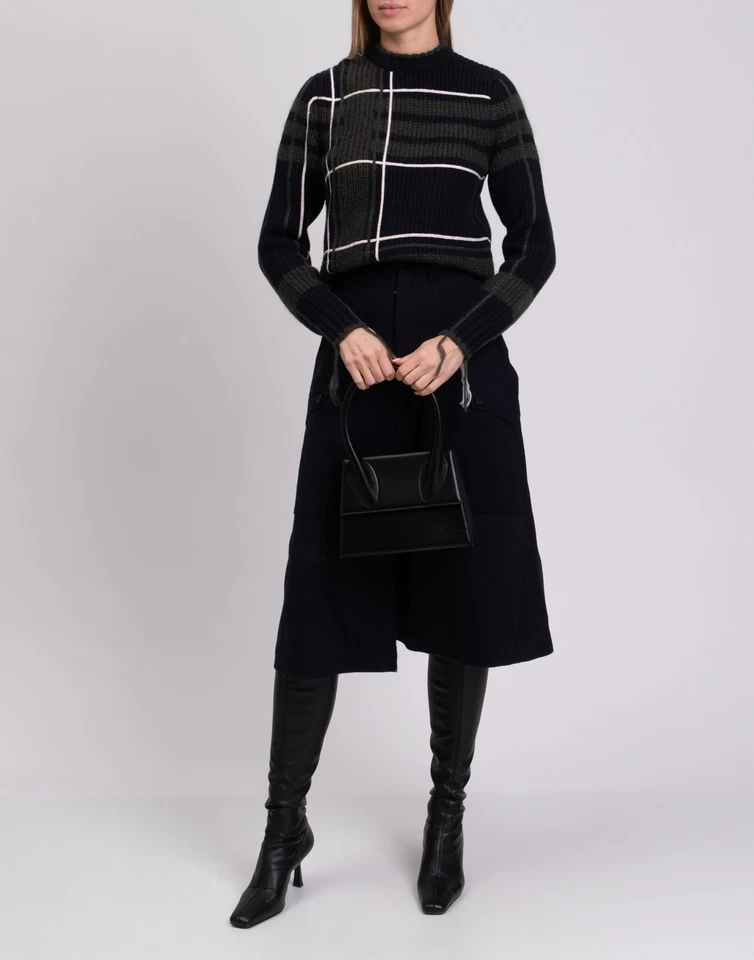 RRP €390 HIGH Midi A-Line Skirt IT40 US4 UK8 S Wool Blend Blue Made in Italy - Image 3 of 4