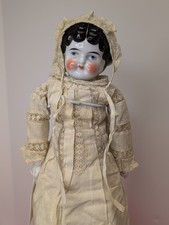 19" Antique Bisque German China Head Low Brow Doll Antique Body China Limbs #a
