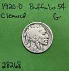 1920-D Buffalo 🦬 Indian Head Nickel 5c Good Cleaned