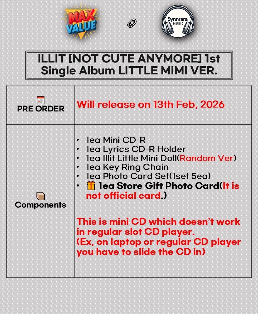 ILLIT [NOT CUTE ANYMORE] 1st Single Album LITTLE MIMI Ver/Doll+5