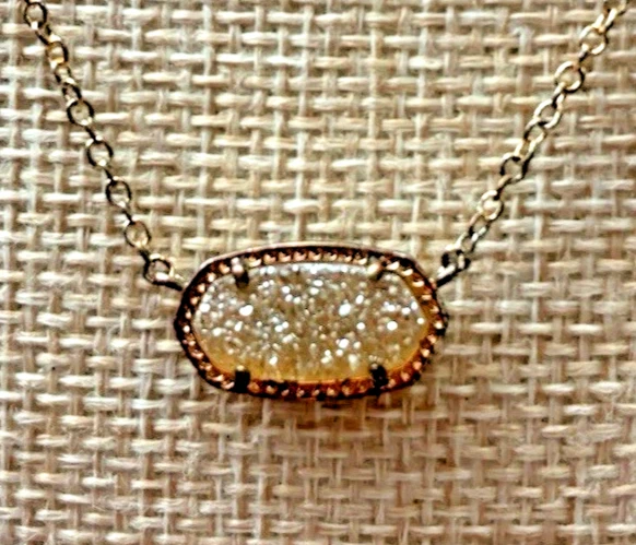 Kendra Scott Elisa Vermeil Pendant Iridescent Drusy Gold Tone Necklace w/Bag L4 - Image 4 of 4