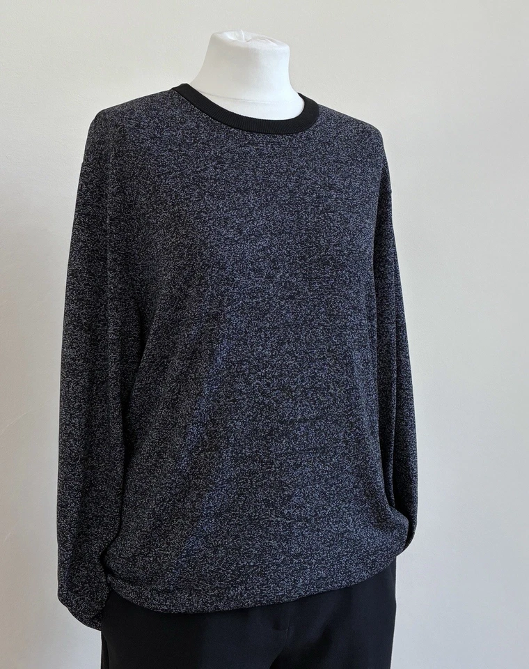 CLUB MONACO Pullover Gr. L Schwarzmeliert Nylon Langarm Rippenbund Top Zustand - Bild 4 von 4