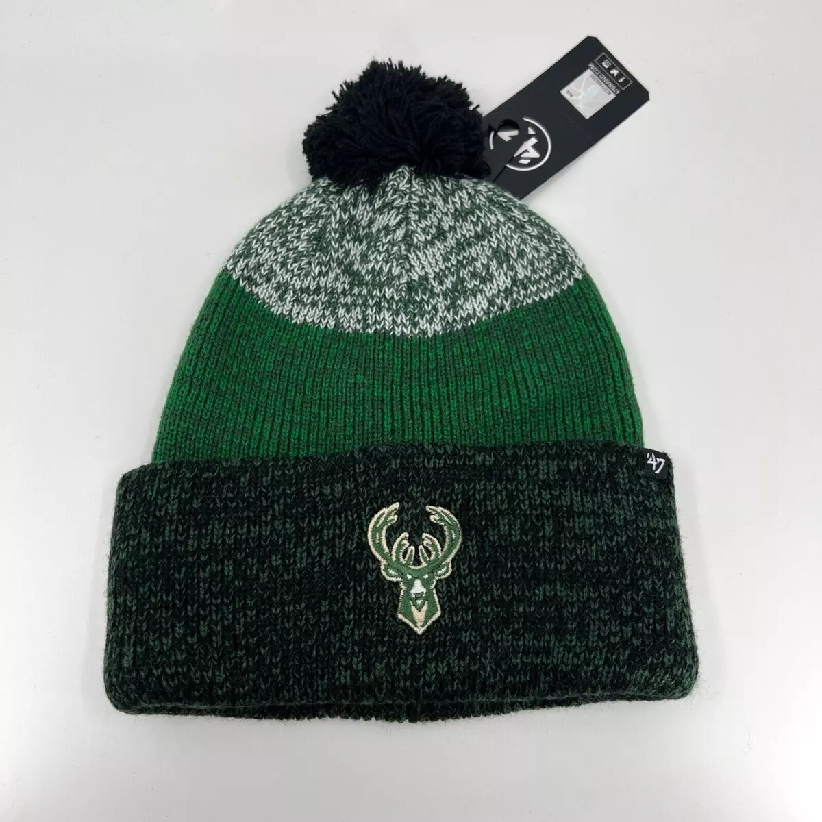 New 47 Milwaukee Bucks Winter Hat Mens One Size Green Knit Beanie Cap NBA Sport