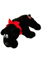 Vintage 1985 Pound Puppies Dark Brown Chocolate w/ Red Collar Bow NEWBORN Dog 8  