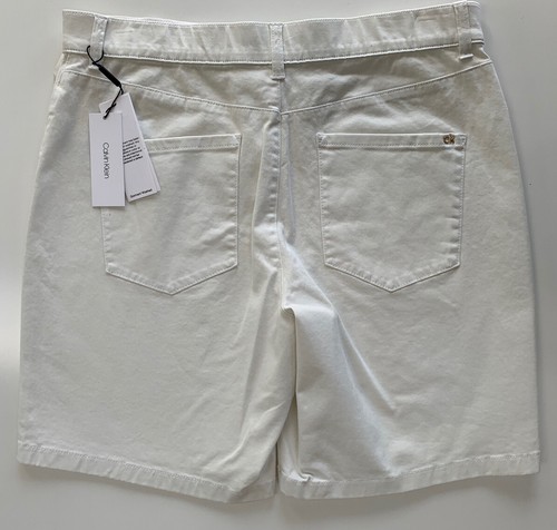 Calvin Klein Women 9" Bermuda Stretch Jean Dress Shorts M9WV0254 White 4 14 - Picture 3 of 6