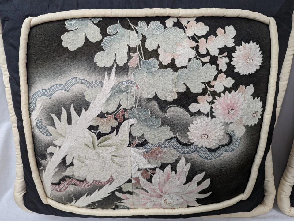 VTG JJ JENSEN 3 Japanese Obi Cushion Original Decorative Pillows SILK Cushion - Image 2 of 4