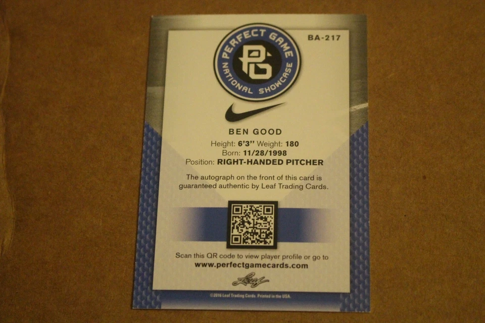 BEN GOOD 2016 Leaf PERFECT GAME GOLD AUTOGRAPH #15/25 LIBERTY TNXL ACADEMY - Image 2 of 2