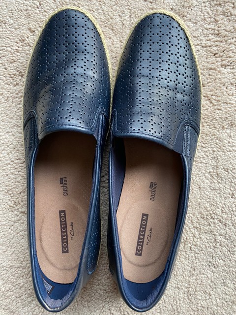 clarks perforated leather espadrilles