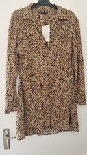 BNWT Ditsy Floral Print Tea Dress Shirt Button Up Front Size L LARGE