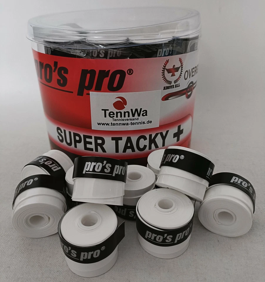 TennWaTipp: 20er Pack Pros Pro Super Tacky Plus Griffband, Weiß, Overgrip 0,5mm - Bild 1 von 1
