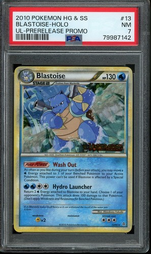 2010 Pokemon HG & SS Unleashed Blastoise 13/95 Stamped Prerelease Promo PSA 7