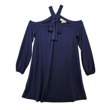 Michael Kors Womens Halter Dress Off Shoulder Stretch Navy Blue Size S