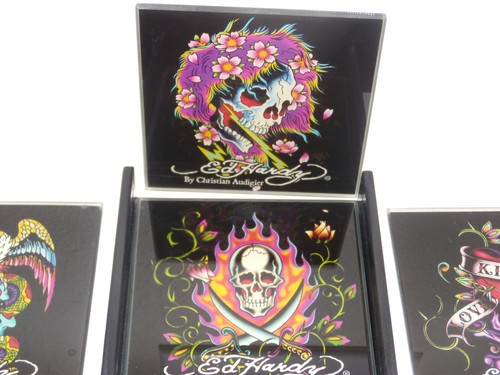 Ed Hardy Glass Coasters Set of 4 - Picture 5 of 5