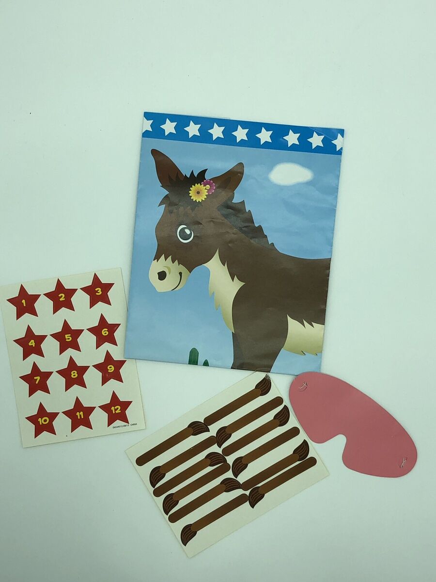 Pin the Tail on the Donkey Party Game with Self Stick Tails, Home Game, Kid  Game