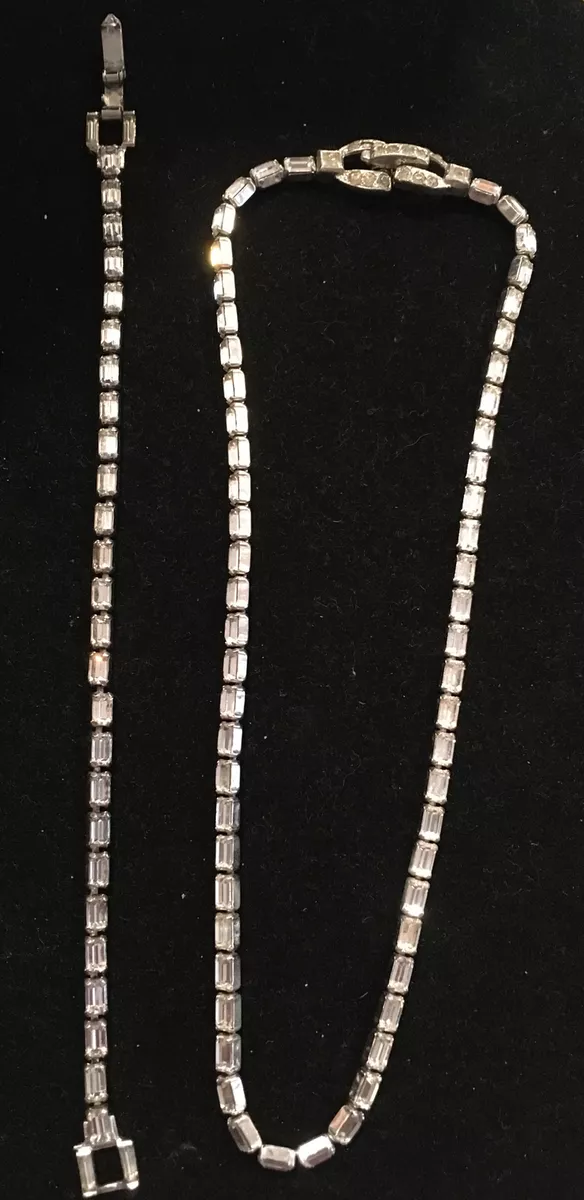 Vintage MAZER BROS. Rhinestone Choker Necklace Bracelet Set