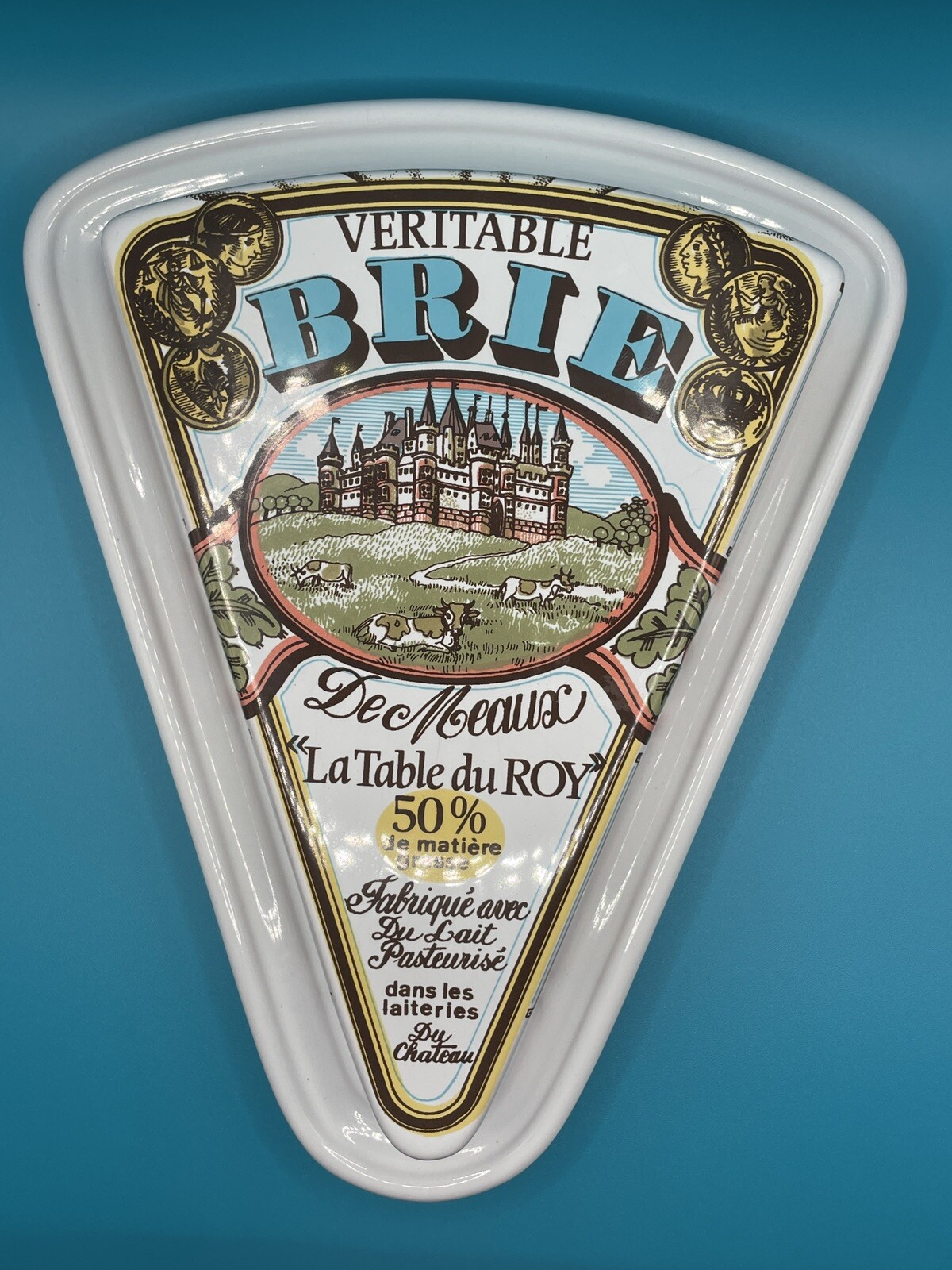 Estello Veritable Brie Pottery Cheese Holder Lidded Tray Made In France 2 pc