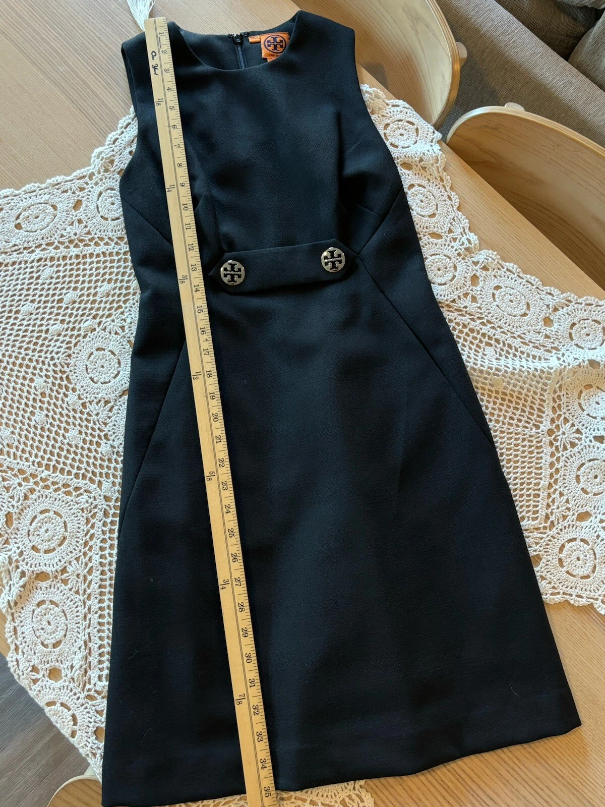 Abito TORY BURCH tubino carriera misto lana senza maniche modesto nero taglia 2