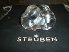 STEUBEN GLASS HANDCOOLER Puppy Love - Dogs - SIGNED - Excellent Condition